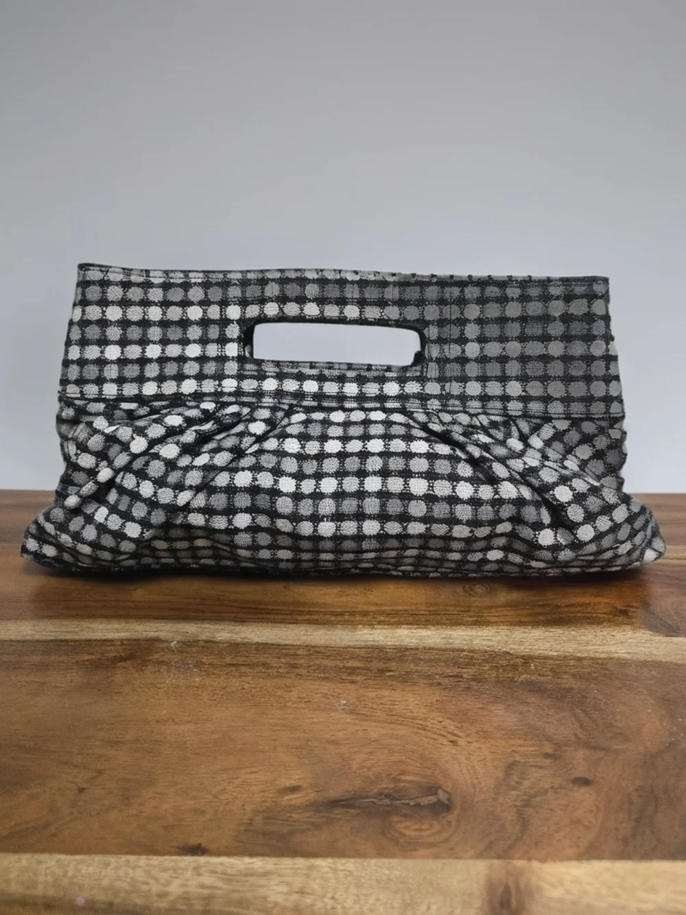 Gracie Roberts Black and Silver Dot Pattern Clutch Bag